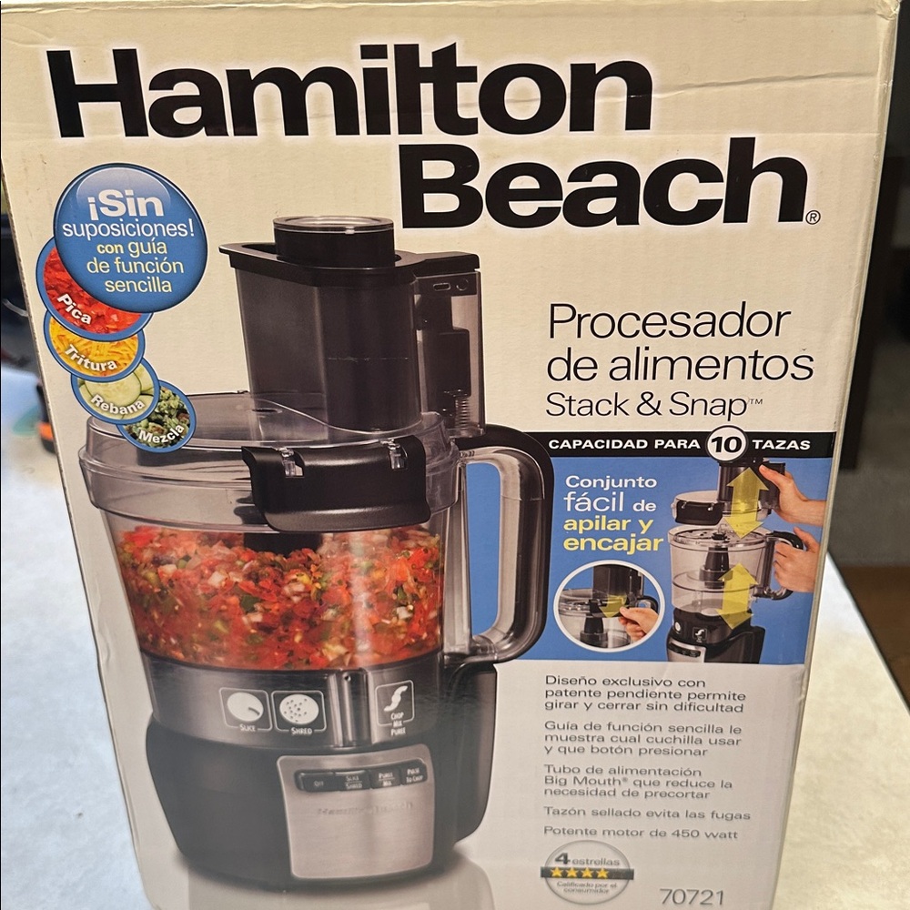 Hamilton Beach Stack & Snap Food Processor - Black and Silver